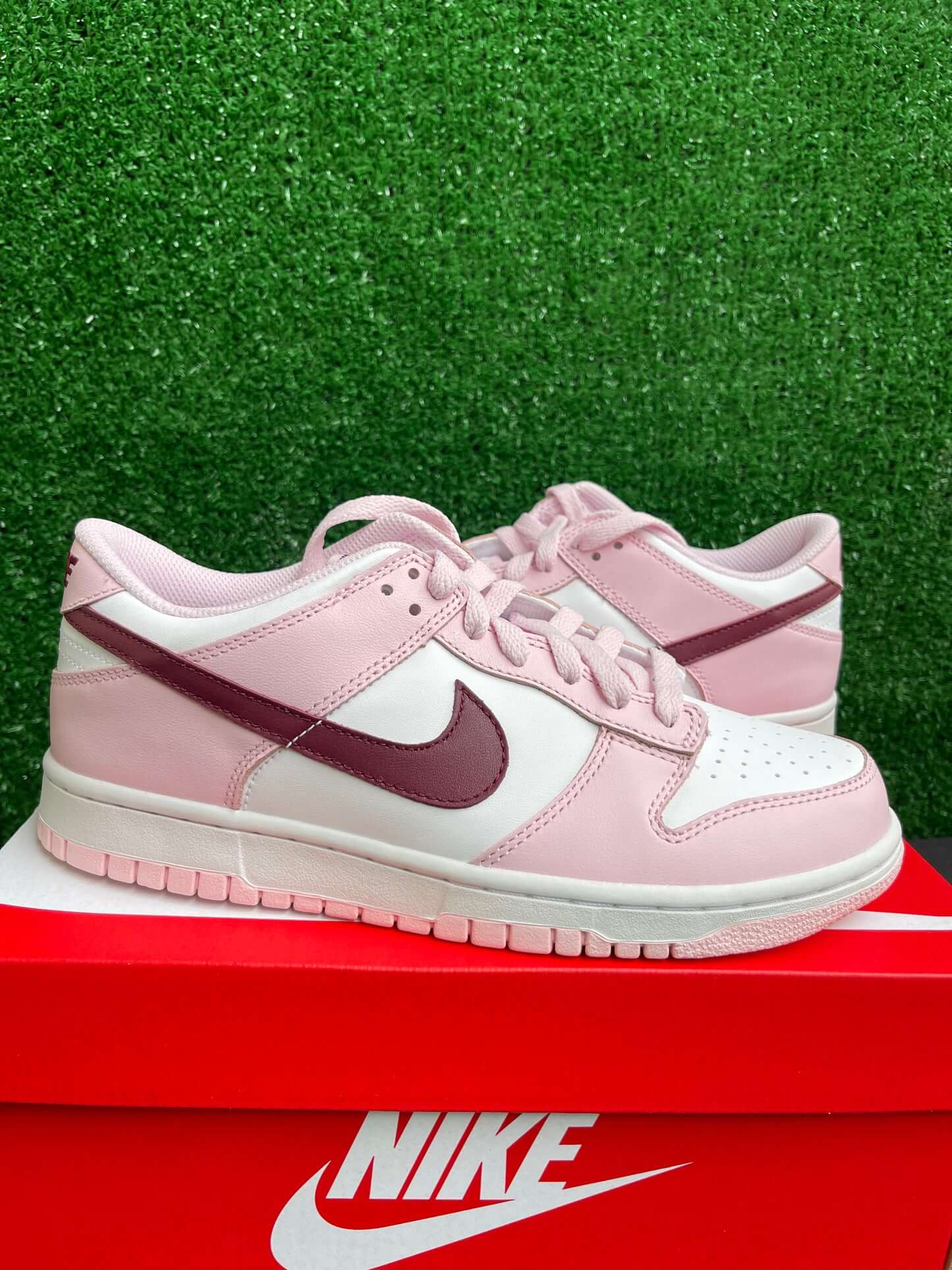 pink and green dunks